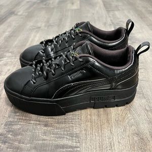 Puma Mayze Flutur Dua Lipa Platform Black Sneakers Womens 7